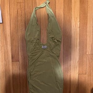 Oh Polly green halter neck mini dress